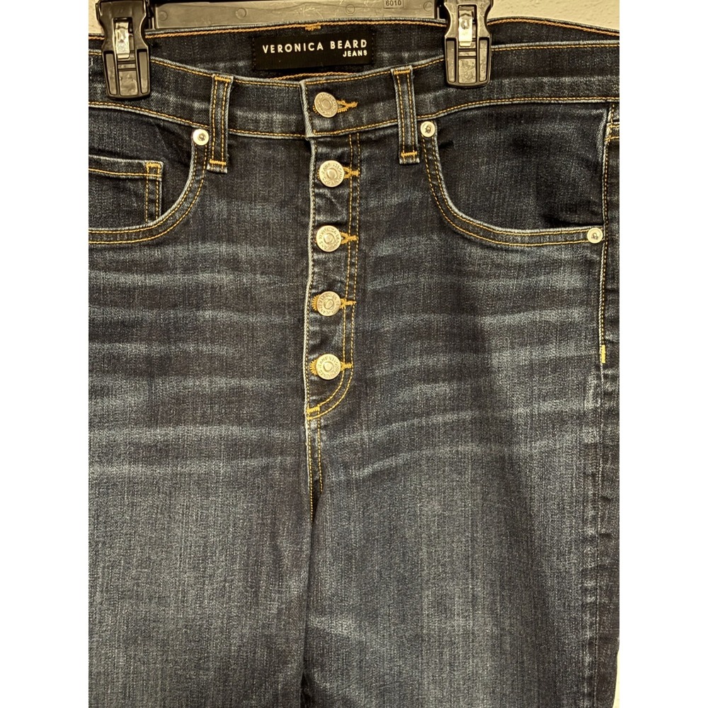 Veronica Beard Vintage Style Jeans Women's Sz 32 Carolyn 10" Boot Side Snaps - Picture 4 of 9